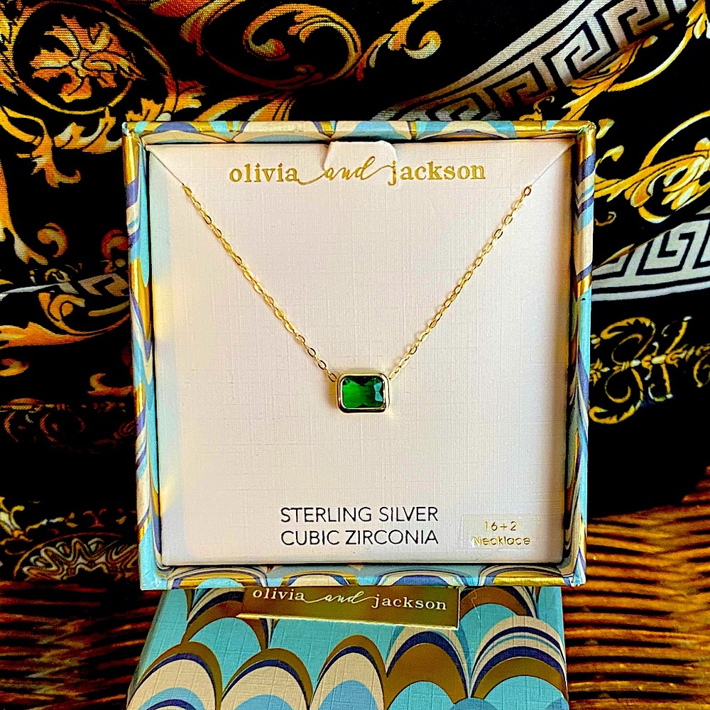 Gold Necklace with Green Cubic Zirconia & comes with FREE GIFT 🎁 🛍️